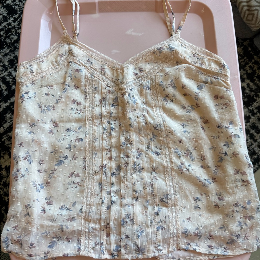 Abercrombie & Fitch Beige Lace Accent Blouse
